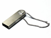 USB 2.0-флешка на 4 Гб с мини чипом и круглым отверстием, серебристый