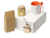 Подарочный набор с чаем, кружкой, медом и новогодней подвеской "Чайная церемония", оранжевый