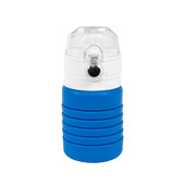 Бутылка для воды складная с карабином SPRING; 550/250 мл, силикон, синяя
