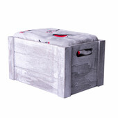 Плед новогодний "Снегири" в подарочной коробке; серый с красным; 130х150 см; фланель 220 гр/м2