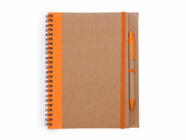 Блокнот А5+ ALANI с шариковой ручкой, крафтовый/оранжевый