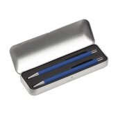 Набор "Aurora" (ручка+карандаш), покрытие soft touch темно-синий/серебристый