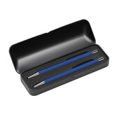 Набор "Aurora" (ручка+карандаш), покрытие soft touch темно-синий с черным
